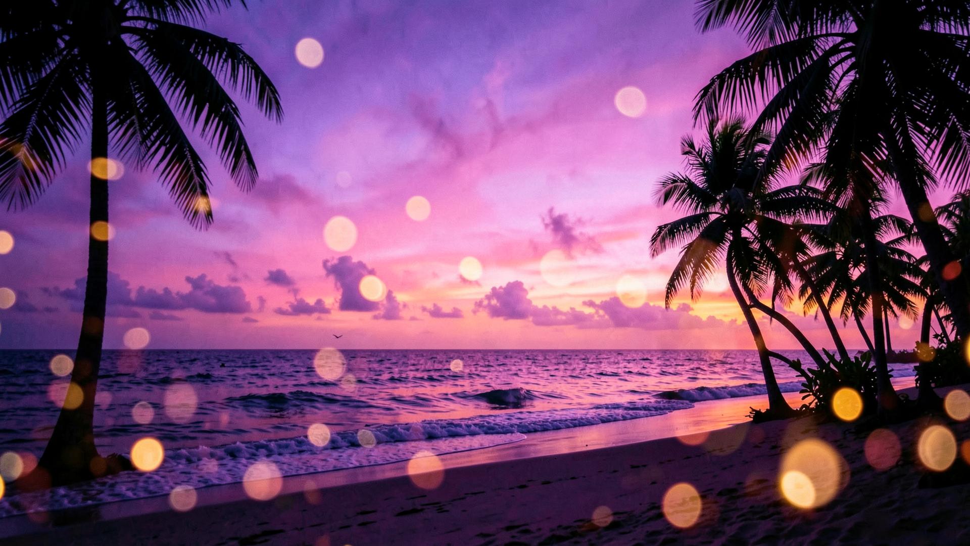 Tropical sunset over the sea with palm trees, the DateMyAge AI mood